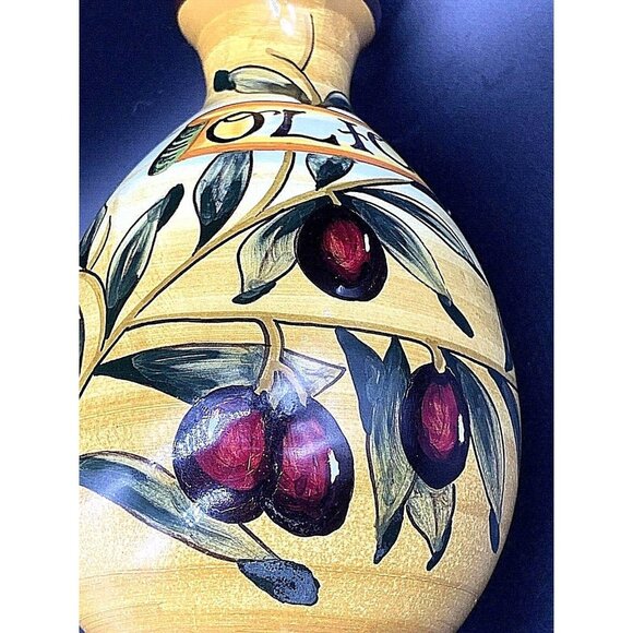 Oil Pitcher Hand Painted Signed CN Montelupo Italy Tuscany Art Pottery Olive - Picture 2 of 8